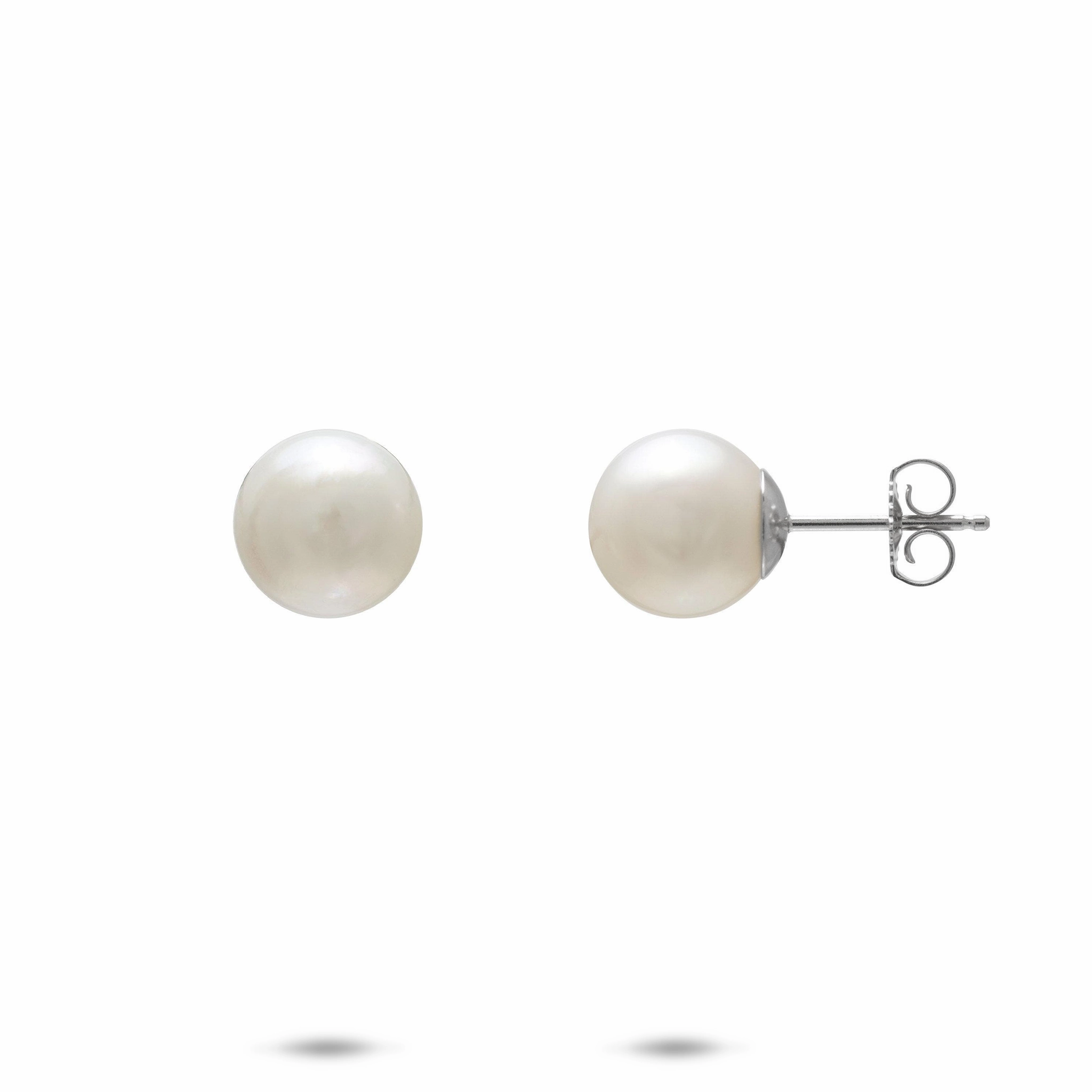 South Sea White Pearl Earrings in White Gold - 8-9mm Daily Favorite