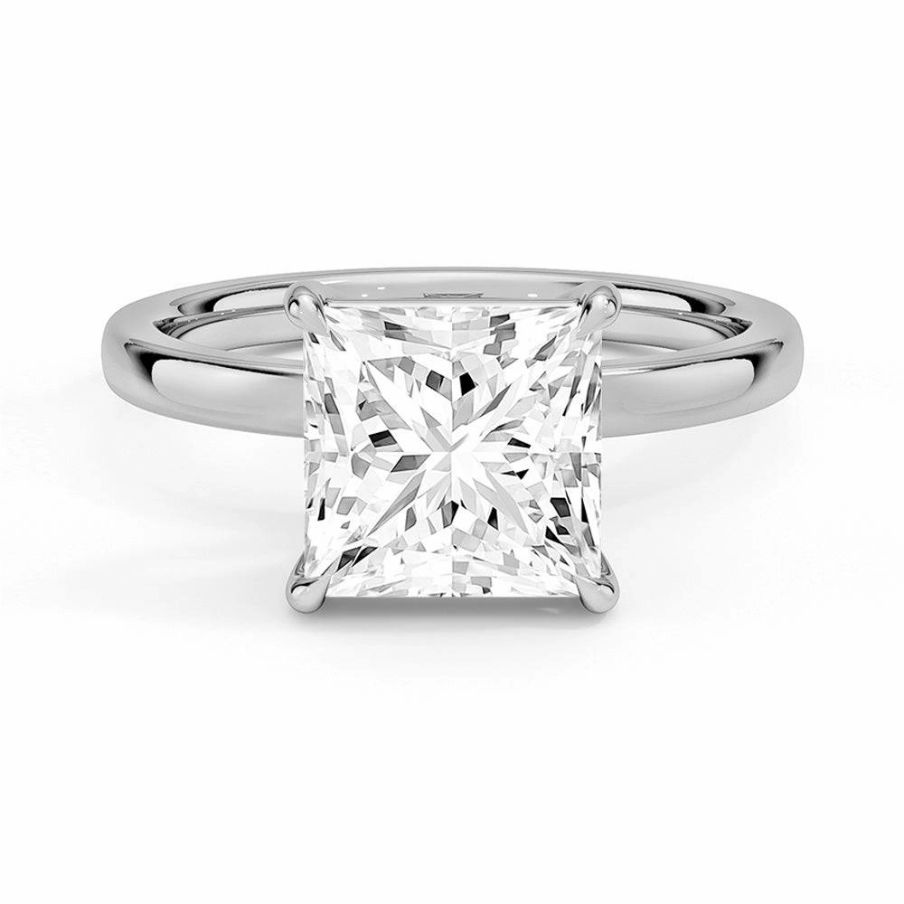 Classic Solitaire Princess Cut Moissanite Engagement Ring Gleaming Form Luxury Gift