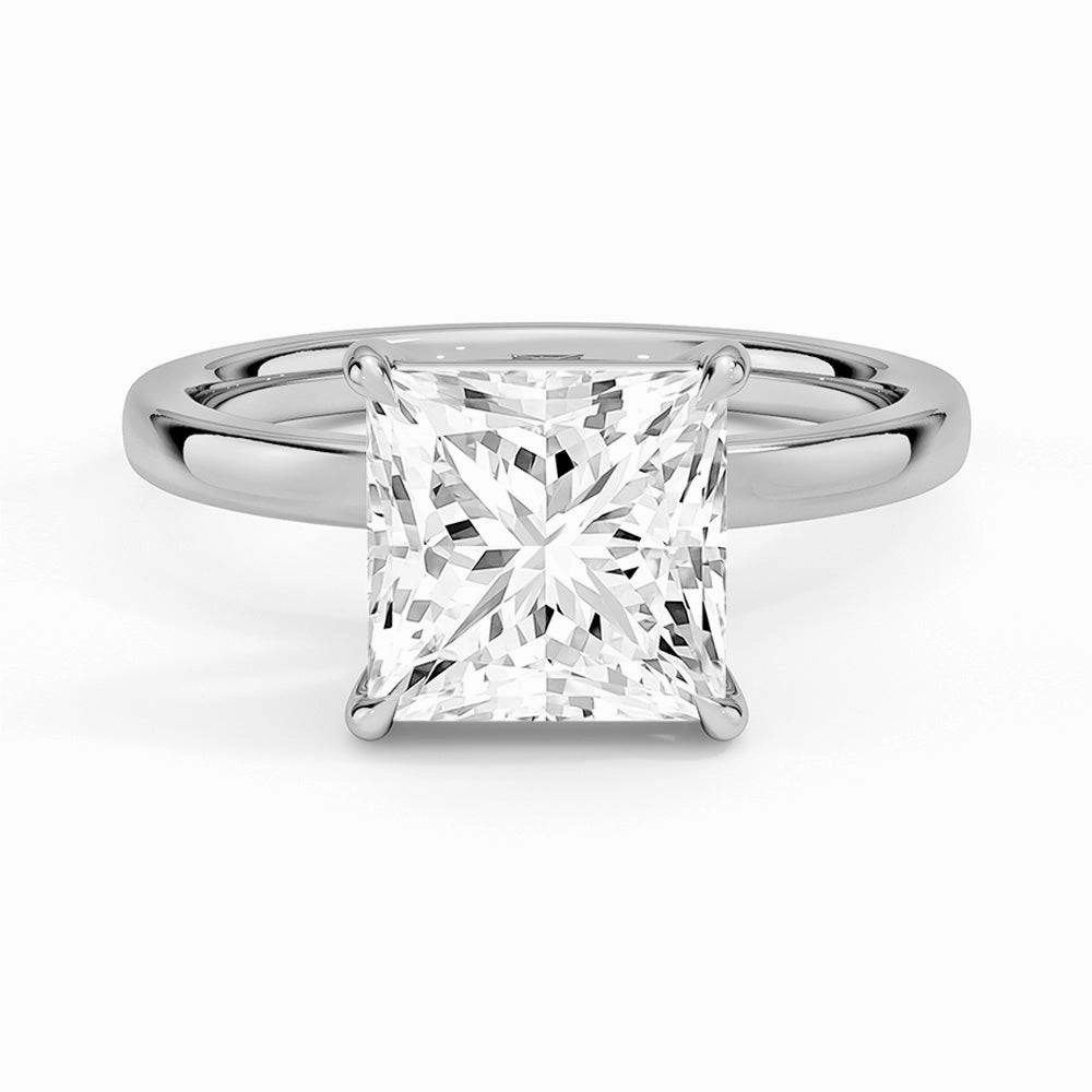 Timeless Mood Classic Solitaire Princess Cut Moissanite Engagement Ring