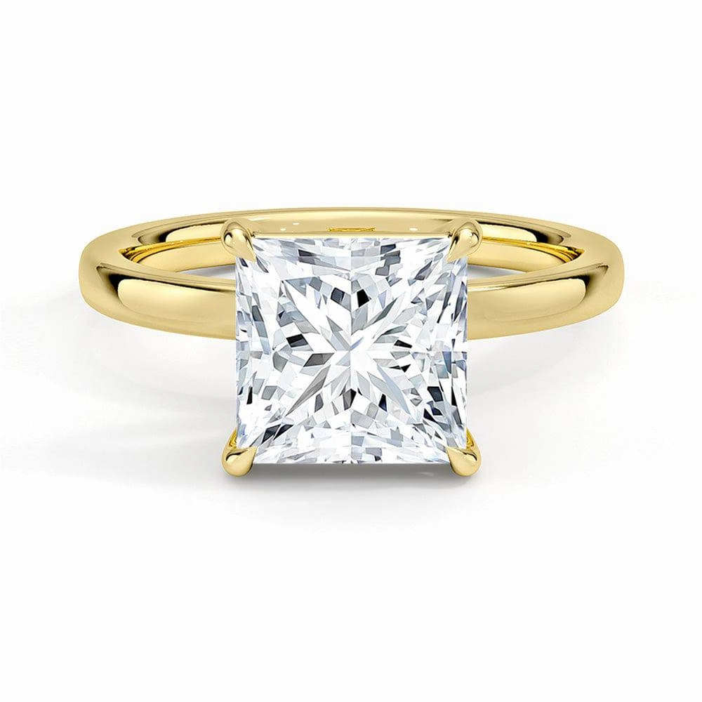 Classic Solitaire Princess Cut Moissanite Engagement Ring Editorial Look