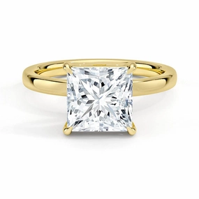 Classic Solitaire Princess Cut Moissanite Engagement Ring Editorial Look