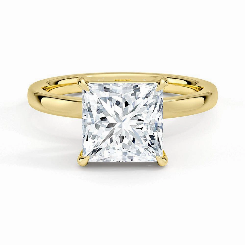 Vivid Touch Classic Solitaire Princess Cut Moissanite Engagement Ring