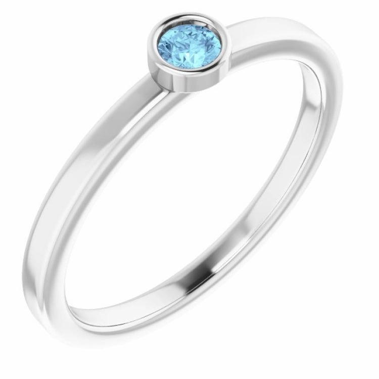 Office Accessory 14K White 3 mm Natural Aquamarine Ring