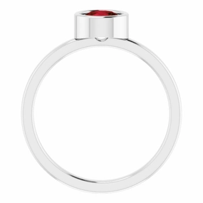 Rhodium-Plated Sterling Silver 5.5 mm Natural Mozambique Garnet Ring Unique Bauble