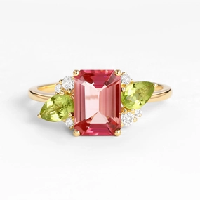 Perennial Favorite 3.0ct Emerald Cut Pink Tourmaline Floral Inspired Ring