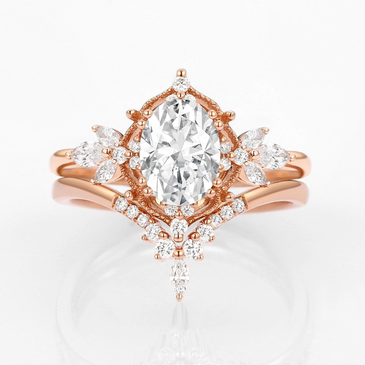 Vintage Signature Moss Agate Fairy Inspired Ring Set 2pcs All Purpose Fit