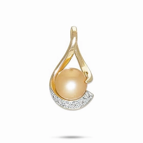South Sea Gold Pearl Infinity Pendant in Gold with Diamonds - 11-12mm Glam Night Look