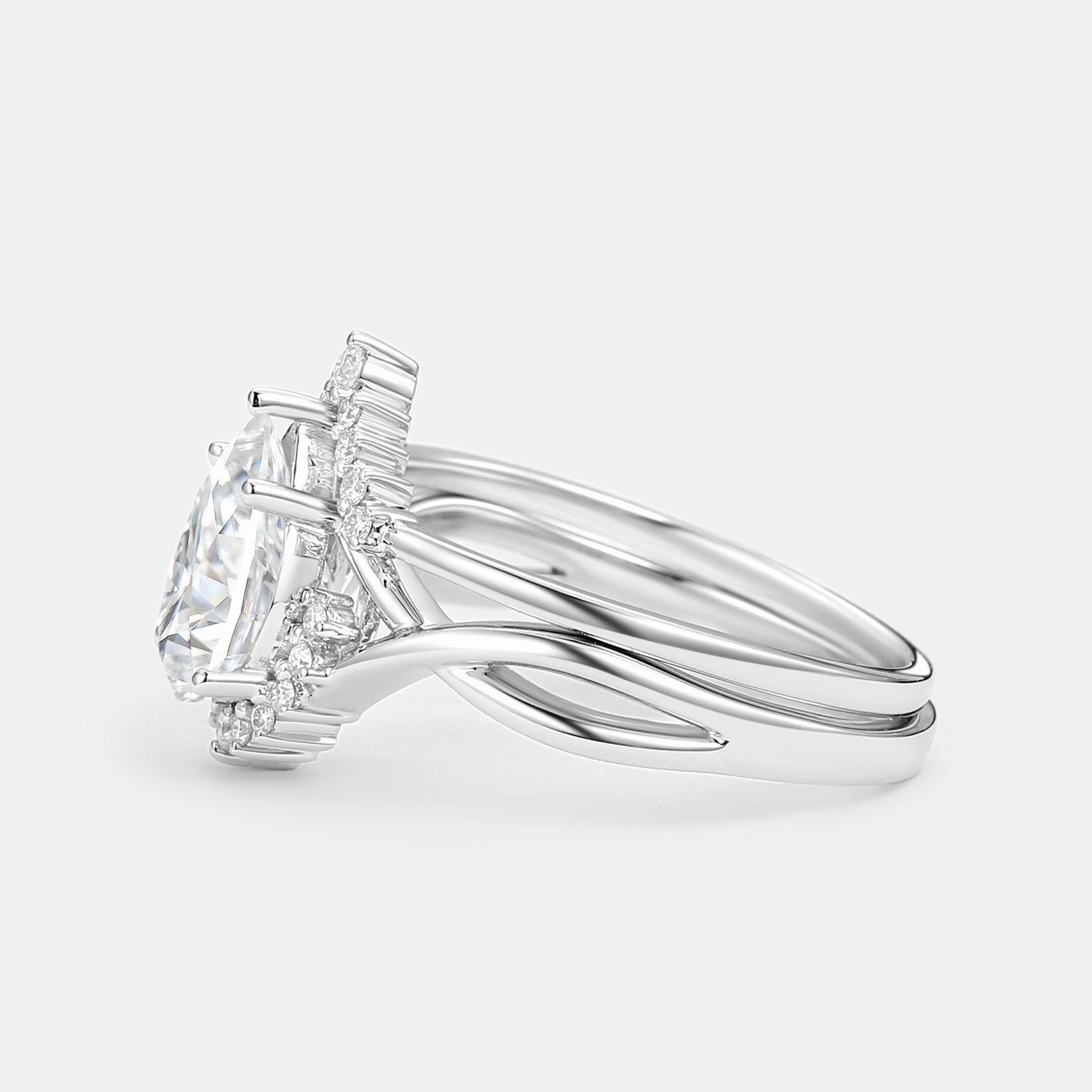 Pear Cut Moissanite Infinity Engagement Ring Set 2pcs Creative Creation