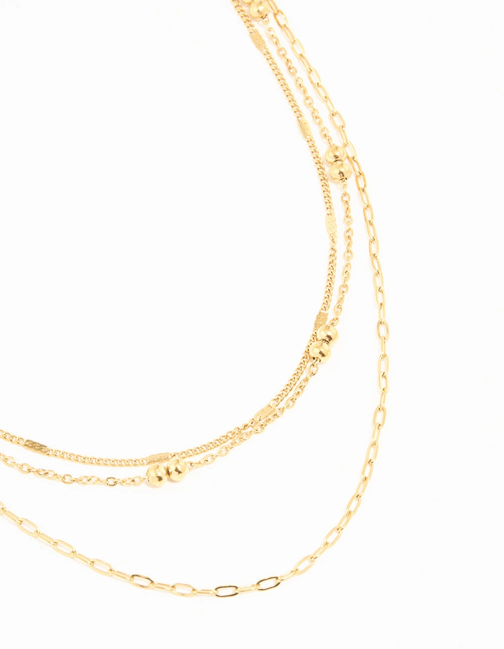 Vibrant Form Waterproof Gold Plated Stainless Steel Ball & Chain Layered Necklace