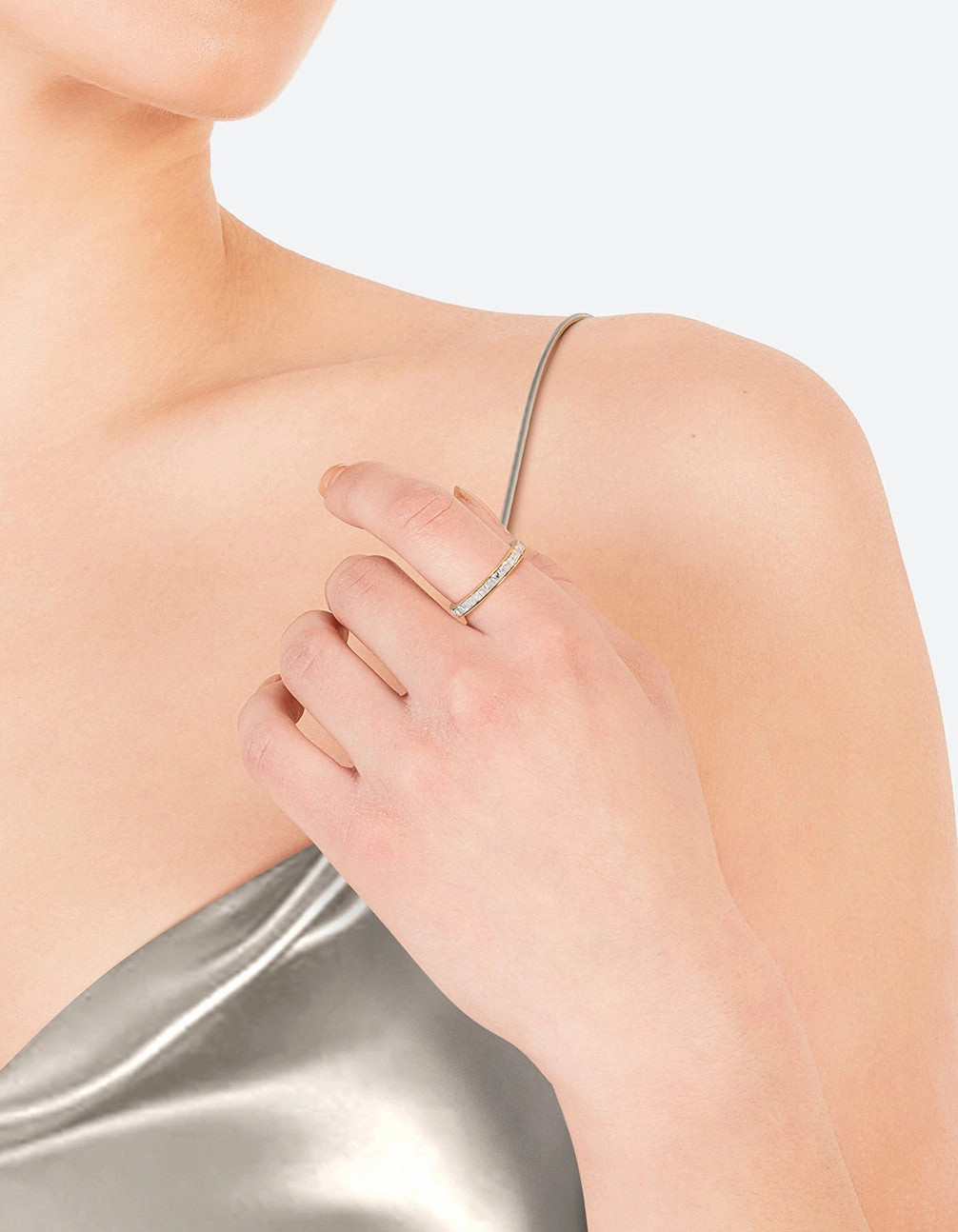 Seasonal Look Muted Finish Waterproof Gold Plated Stainless Steel Cubic Zirconia Ring