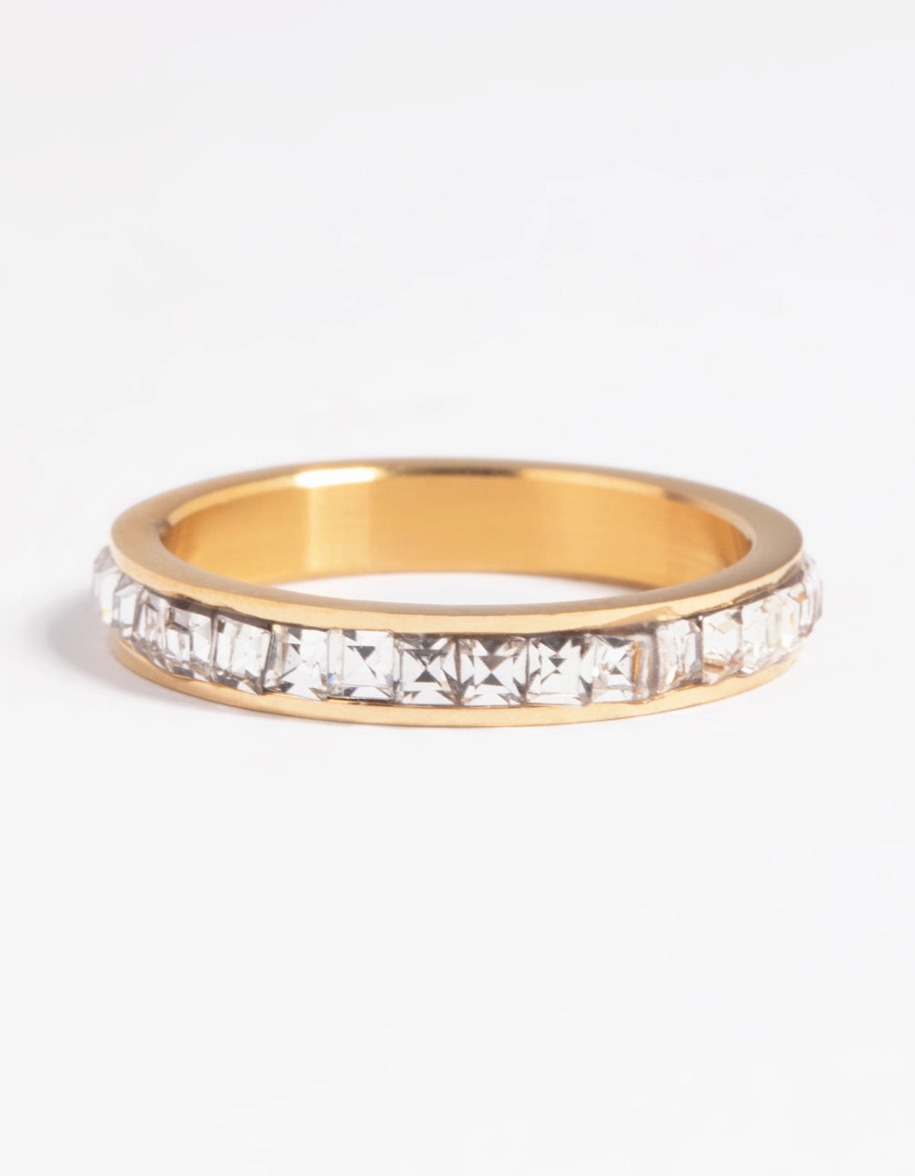 Waterproof Gold Plated Stainless Steel Cubic Zirconia Ring Radiant Appeal Pretty Accent