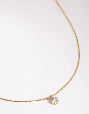 Waterproof Gold Plated Stainless Steel Diamante Necklace Dainty Detail Weekend Look