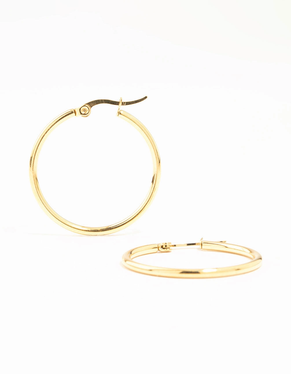 Dynamic Detail Handcrafted Accessories Waterproof Gold Plated Stainless Steel Fine Hoop Earrings
