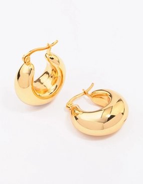 Waterproof Gold Plated Stainless Steel Full Bubble Hoop Earrings Chic piece