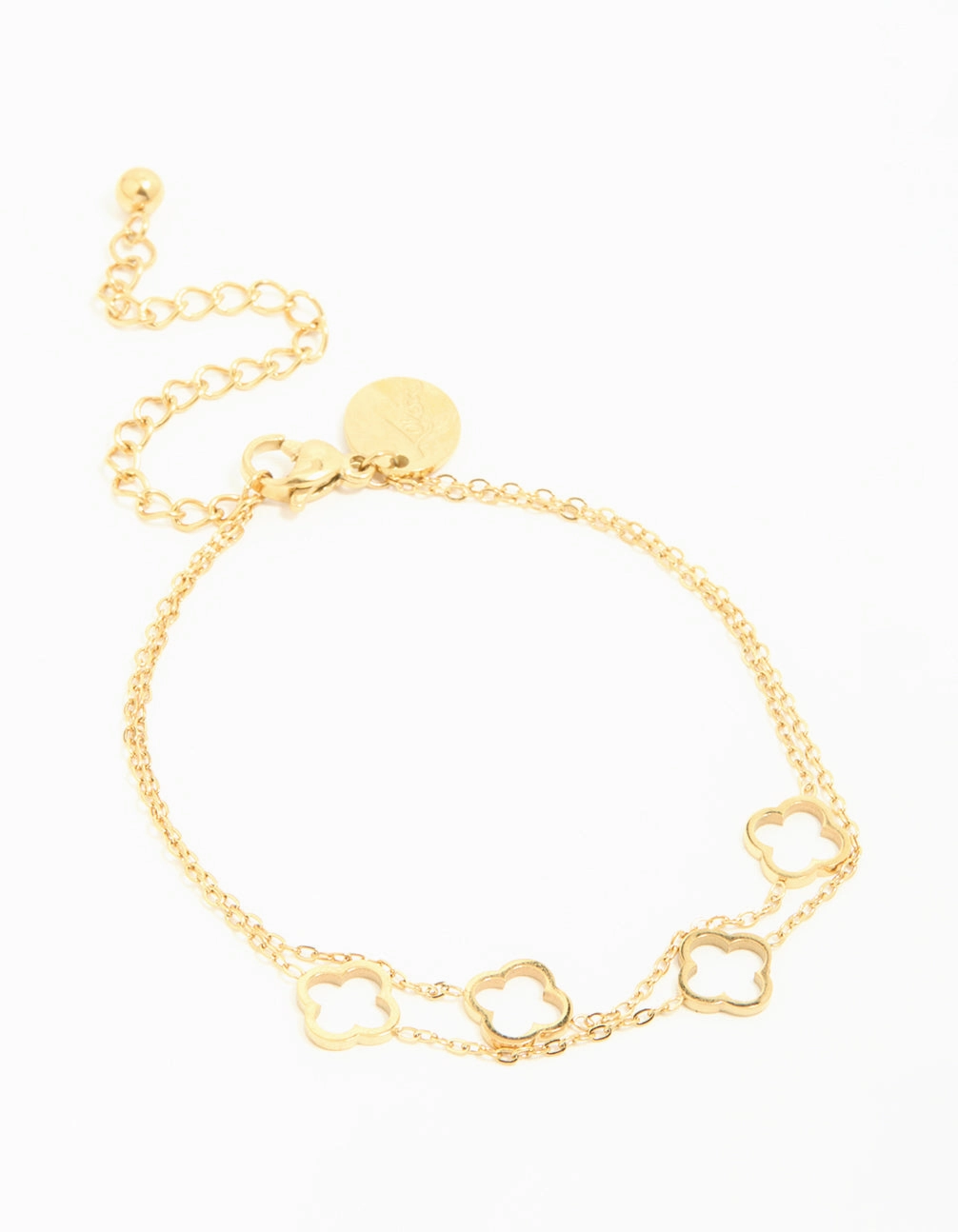 Waterproof Gold Plated Stainless Steel Hollow Flower Layered Bracelet Shaped Precision