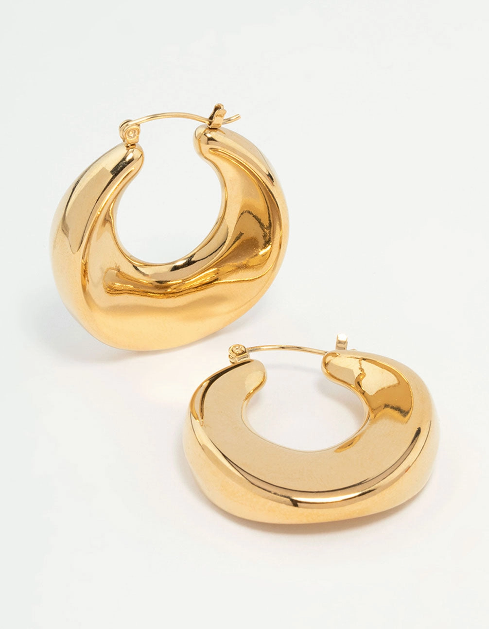 Waterproof Gold Plated Stainless Steel Large Hoop Earrings Special Look Petite Shine