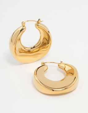 Waterproof Gold Plated Stainless Steel Large Hoop Earrings Special Look Petite Shine