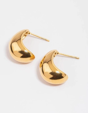 Waterproof Gold Plated Stainless Steel Small Bubble Hoop Earrings Daily Fashion
