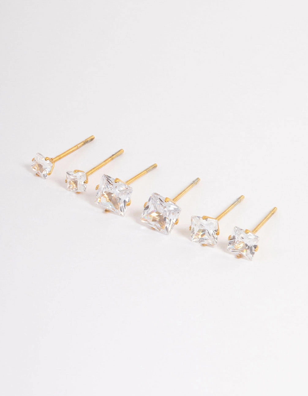 Waterproof Gold Plated Stainless Steel Square Earring Pack Dressy look