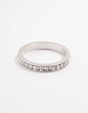 Waterproof Stainless Steel Cubic Zirconia Band Ring Trend Setter