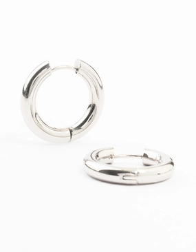 Classic Touch Waterproof Stainless Steel Thick Clicker Hoop Earrings 22 MM