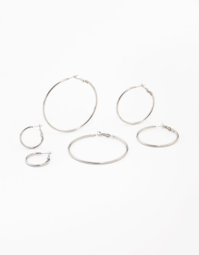 Youthful Glow Waterproof Stainless Steel Thin Hoop Earrings 3-Pack