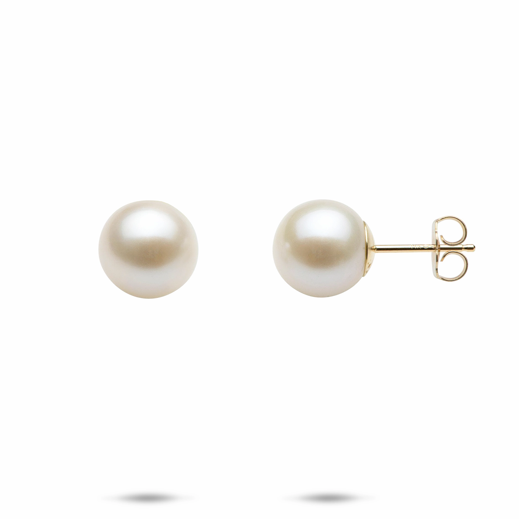 Intricate Work Sophisticated Detail White Freshwater Pearl Earrings in Gold - 9-10mm
