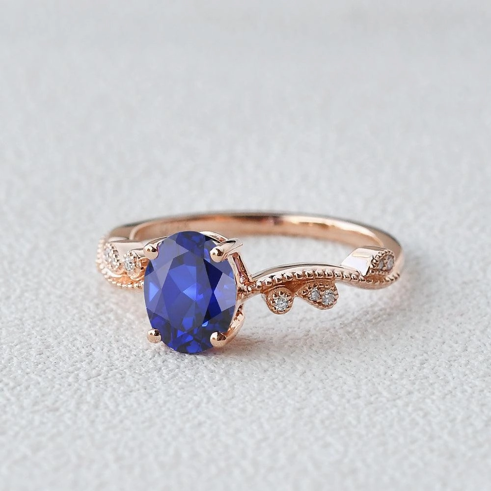 1.5ct Moss Agate Leafy Milgrain Vintage Solitaire Ring Modern Edge shiny accents