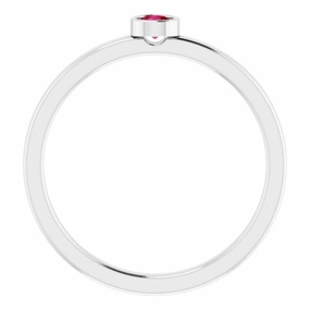 Handmade Gift Rhodium-Plated Sterling Silver 3 mm Natural Ruby Ring