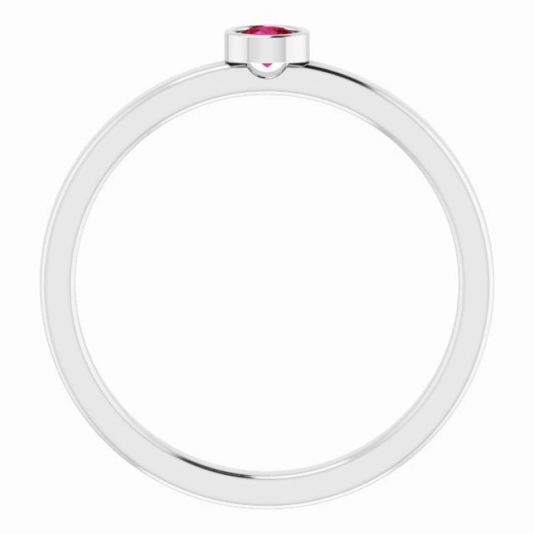 Handmade Gift Rhodium-Plated Sterling Silver 3 mm Natural Ruby Ring
