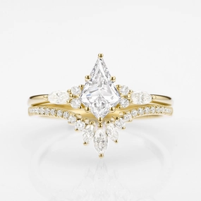Unique Kite Cut Lab Grown Diamond Ring Set 2pcs - Rebecca Superior Accessory Elegant Addition